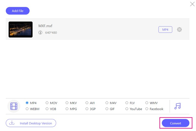 เปลี่ยนไฟล์วิดีโอ MXF ของคุณเป็นรูปแบบ MP4