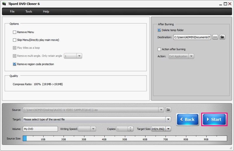 Begin Copying the DVD to an ISO Image File