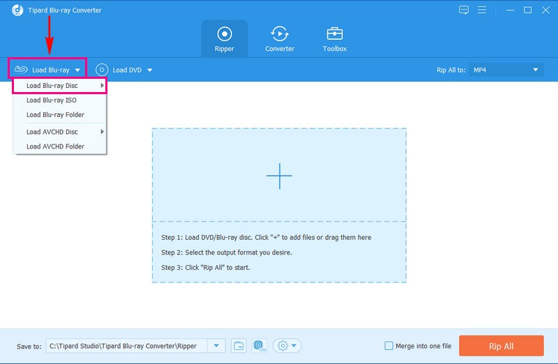 Choose the Option Load Blu-ray Disc