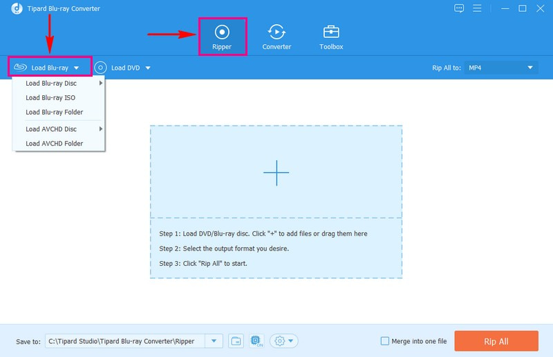 Klik Muatkan Menu Jatuh Bawah Blu-ray