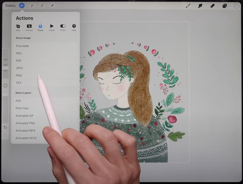 Exportieren Sie PNG in Procreate