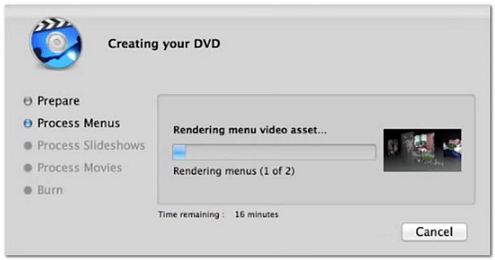 iDVD 在 Mac 上刻录 DVD