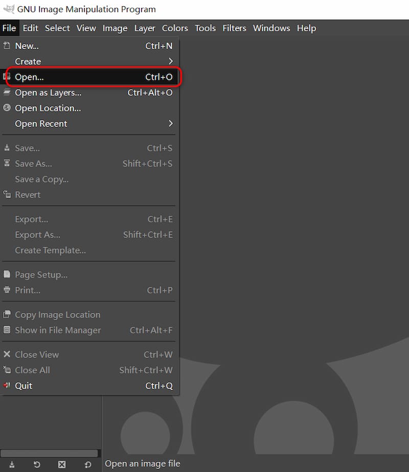 在 Gimp 中開啟圖像