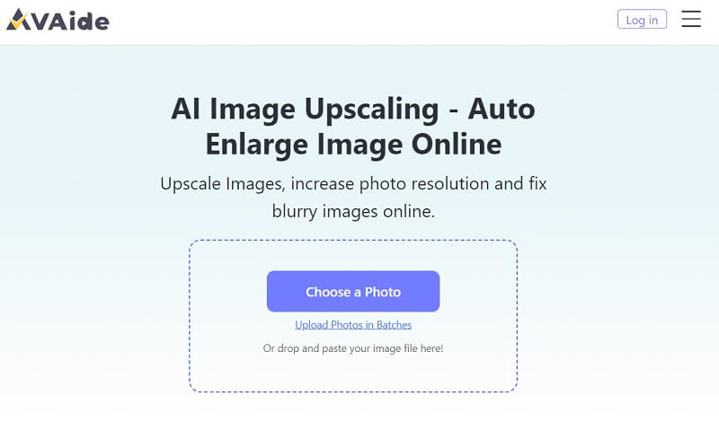 Interfejs Avaide Upscaler obrazu