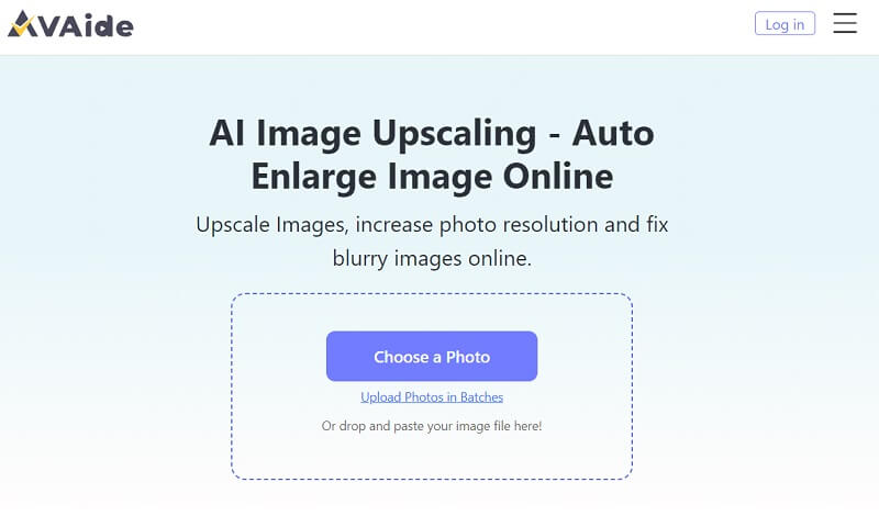 Avaide Image Upscaler-Schnittstelle