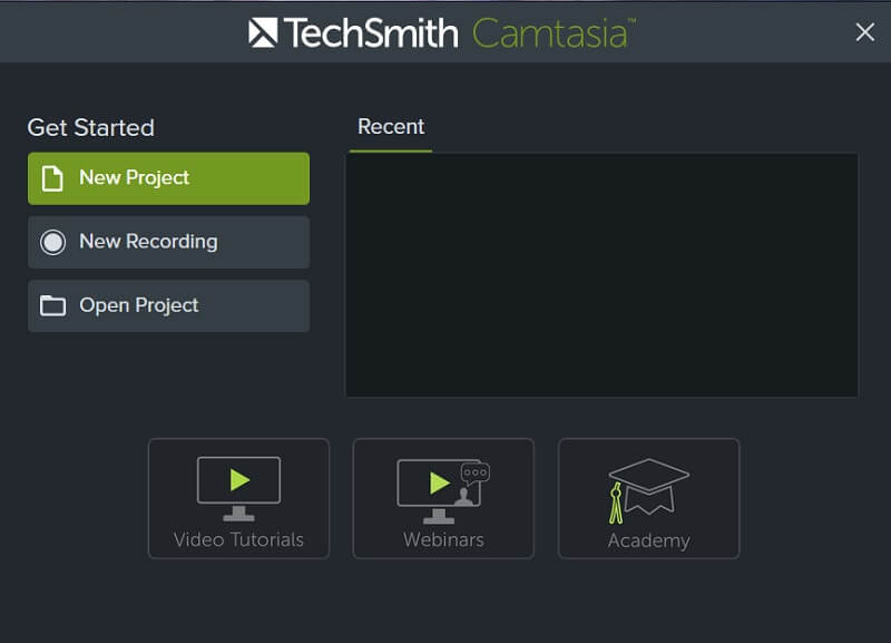 Camtasia-Schnittstelle