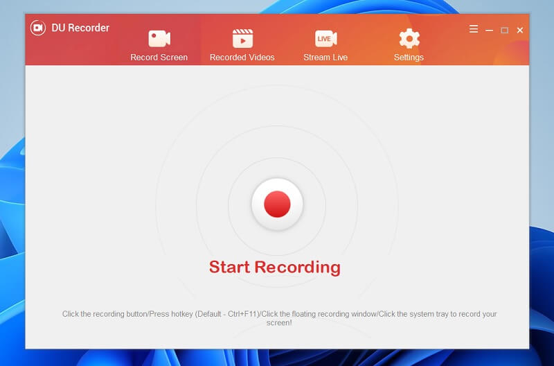 DU Screen Recorder Interface