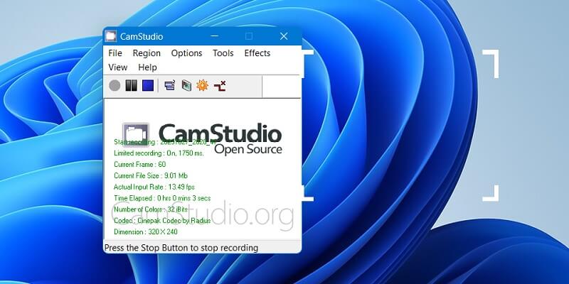 Optag skærm ved hjælp af CamStudio 