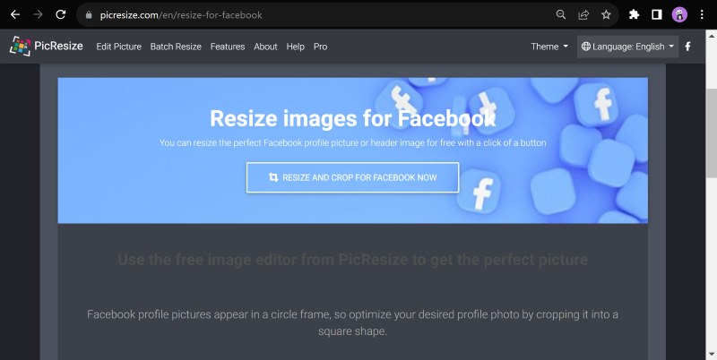 फेसबुक के लिए चित्र का आकार बदलें
