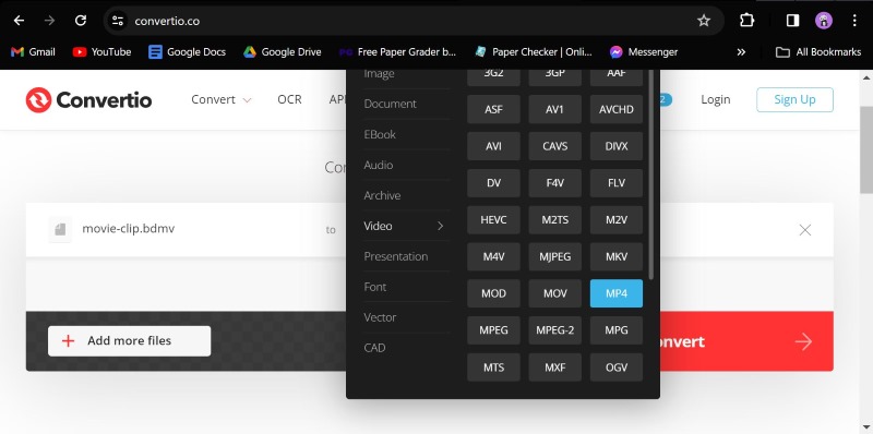 Configurar para convertir a MP4