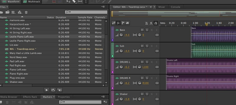 Interface Adobe Audition