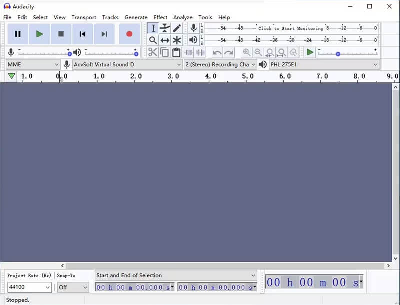 Audacity メインインターフェース