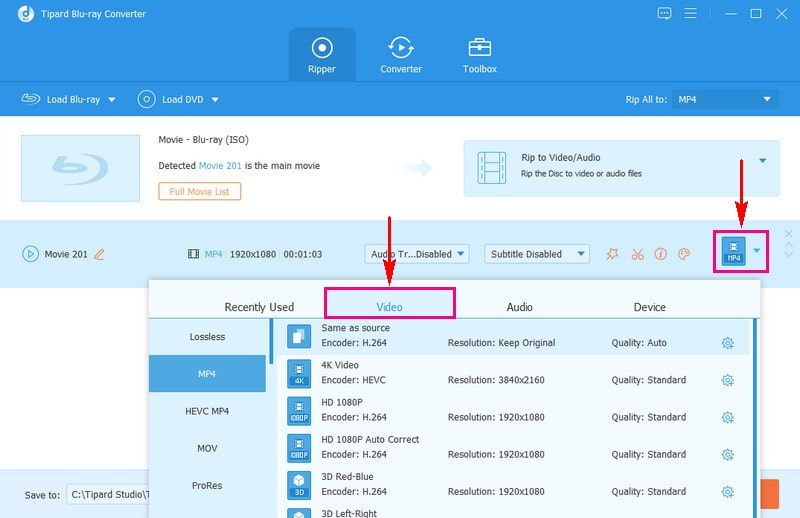 Pilih Format Output yang Diingini