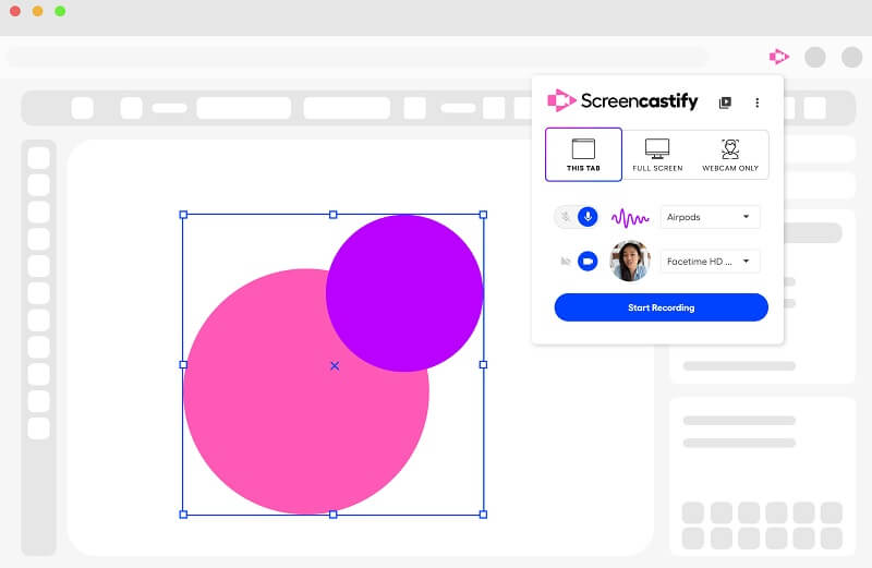 ScreenCastify-käyttöliittymä