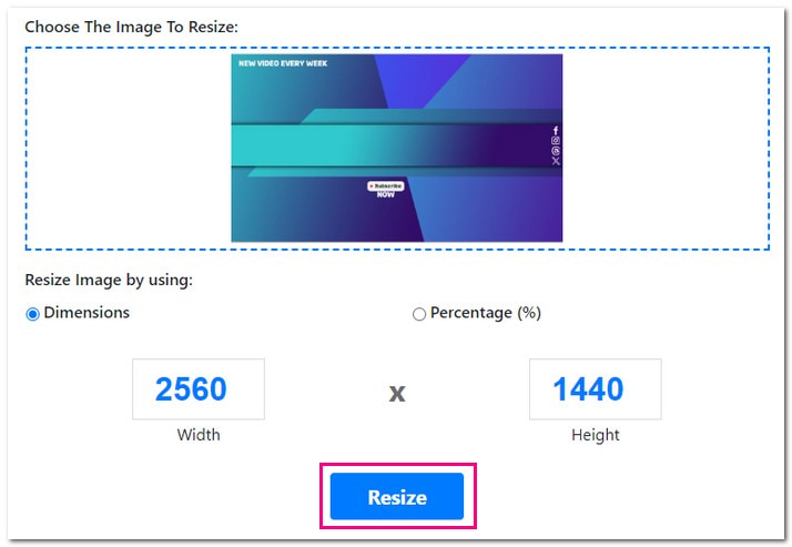 Super Image Converter Cambiar el tamaño de la imagen para el banner de Youtube