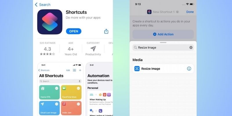 Add the iPhone Image to Shortcuts