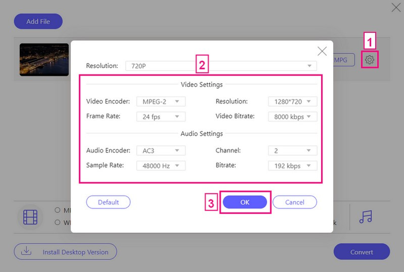 Configure the Output Settings