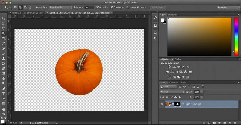 Photoshop 画像からチェック柄の背景を削除する