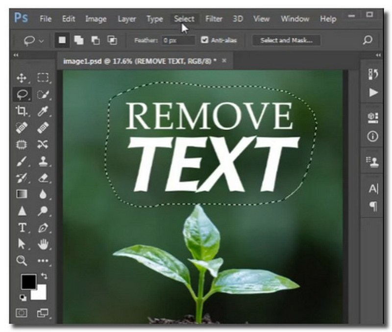 Photoshop Supprimer le texte de l'image