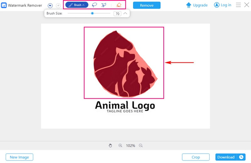 Eliminar el logotipo con las opciones poligonales de Brush Lasso