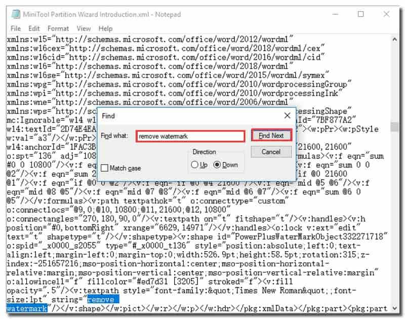 XML'i Kaydeterek Word'deki Filigranı Kaldırma