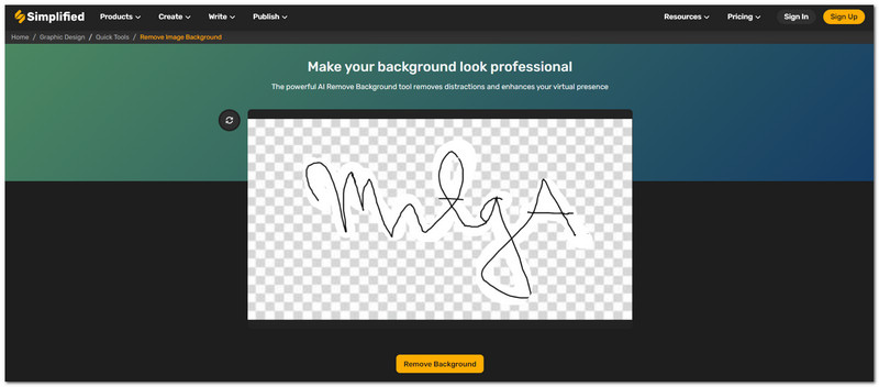 Forenklet E Signature Background Remover