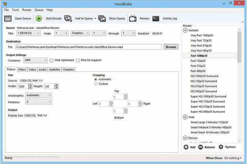 Handbrake Screenshot