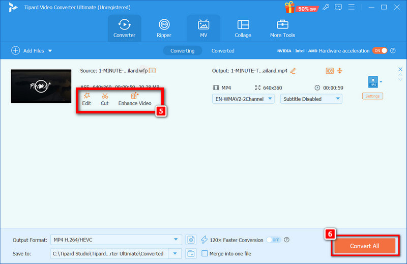 Bouton Convertir tout de WFP en MP4