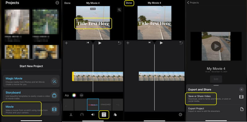 Aggiungi testo al video iMovie