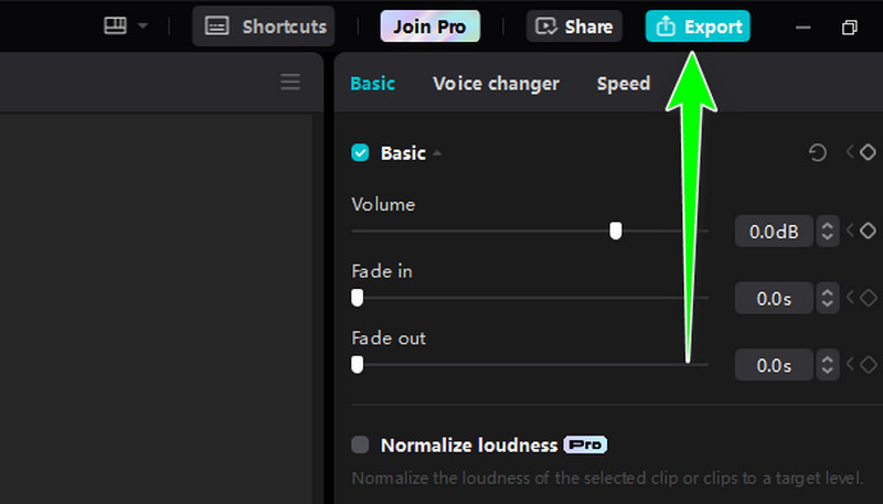 Export Button Capcut