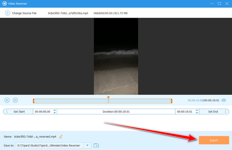 Export Save Reversed Video