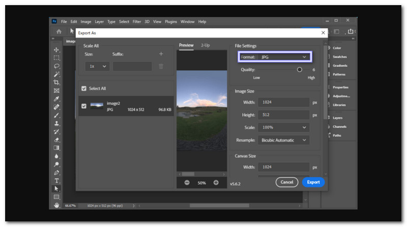 Photoshop Convert JFIF to JPG