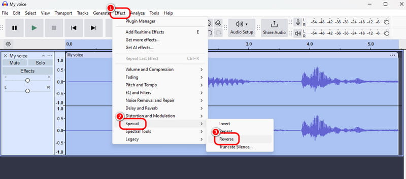 Reverse Audio Edit Special Audacity