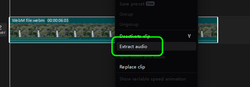 Right Click Extract Audio Capcut