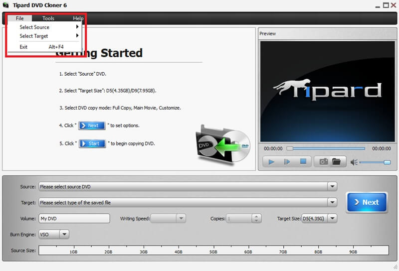 添加文件 Tipard DVD Cloner