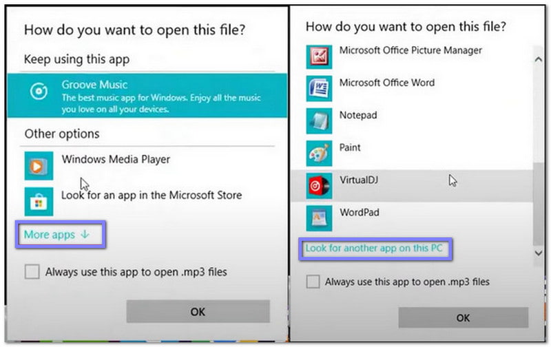 Klicken Sie auf „Nach einer anderen App auf diesem PC suchen“