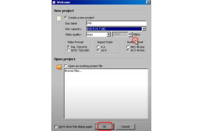 Cliquez sur OK Dvdstyler