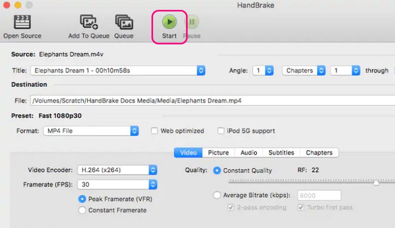 Click Start Handbrake