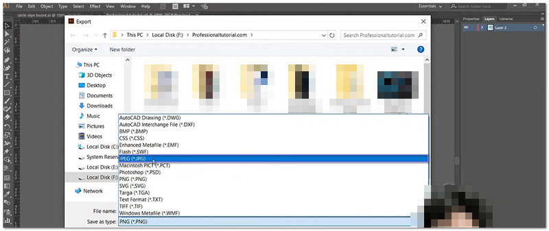 WindowsとMacのIllustratorでAIをJPGに変換する