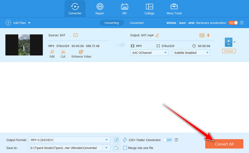 Convertir archivo DAT a MP4 Convertir todos los disponibles
