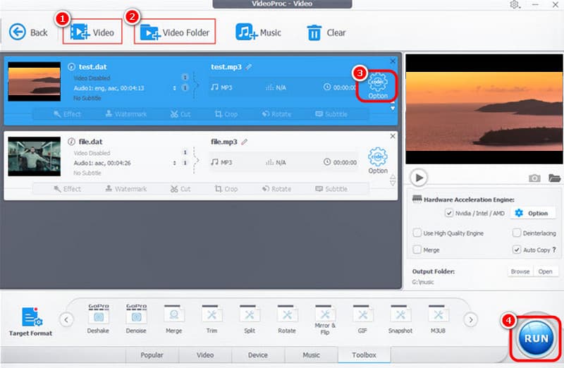 Convertir datos a videoprocesador MP4