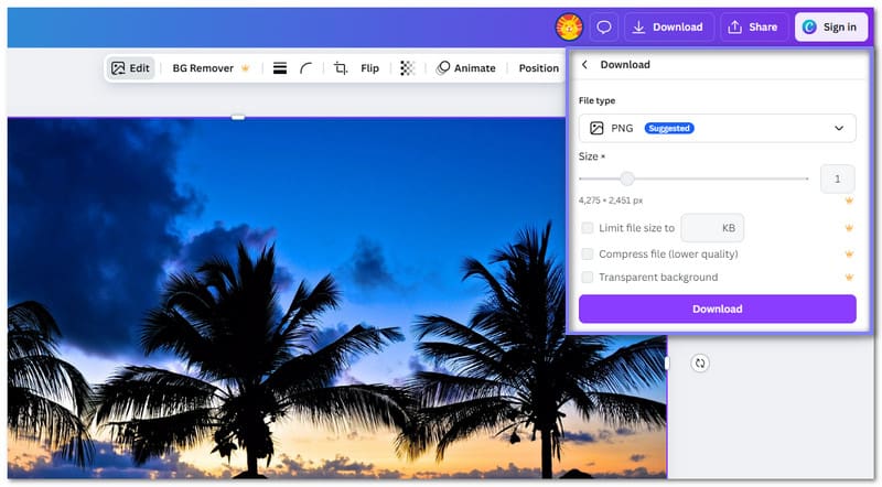 Convertir EPS a PNG en Canva