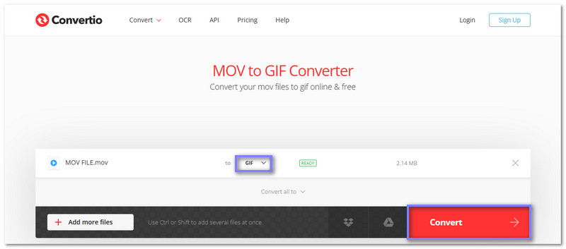 Convertio Converta MOV para GIF grátis online