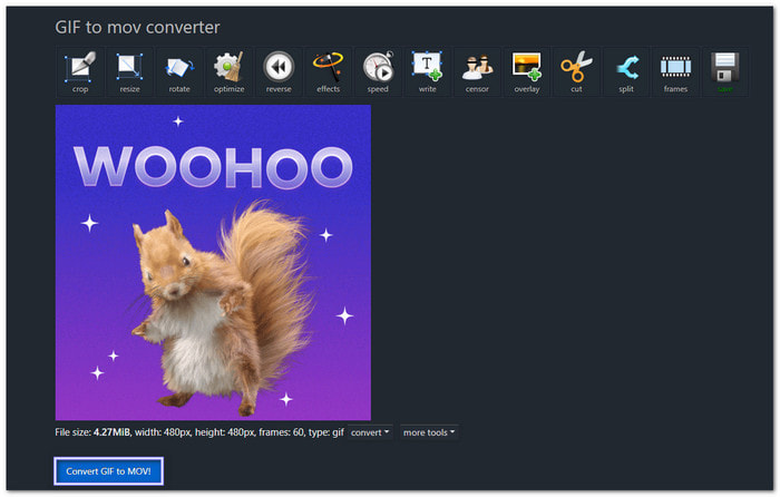 Ezgif : Convertir des GIF en MOV gratuitement en ligne