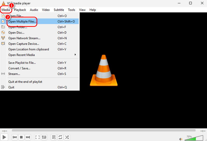 媒体部分打开多个文件 VLC
