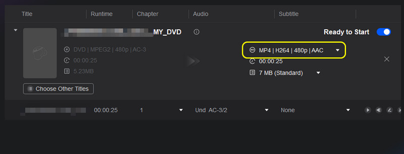 Output MP4 DVDfab