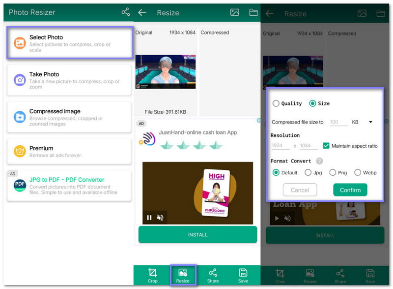 Bildgröße in KB und MB ändern Bildgröße unter Android ändern