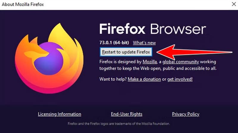 Επανεκκίνηση για ενημέρωση του Firefox