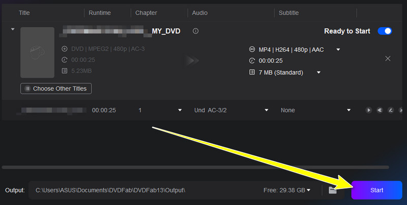 Start Button DVDfab