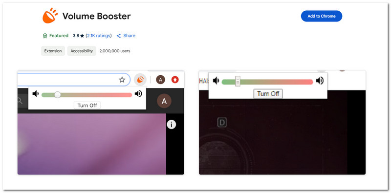 Estensione per l'aumento del volume del video Volume Booster